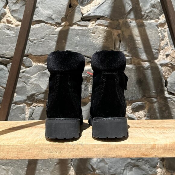 Off-White X Timberland Black Velvet Combat Boots - Picture 6 of 13